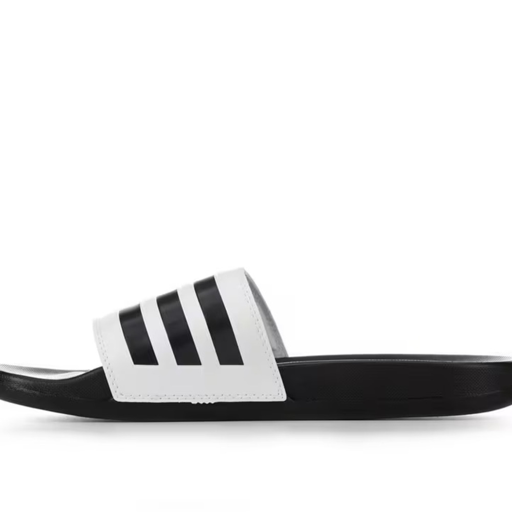 Adidas Black and White Striped Slides Adilette Comfort US Men 8/ US Women 9 - Picture 2 of 5